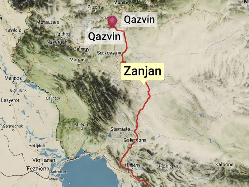 فاصله قزوین تا زنجان